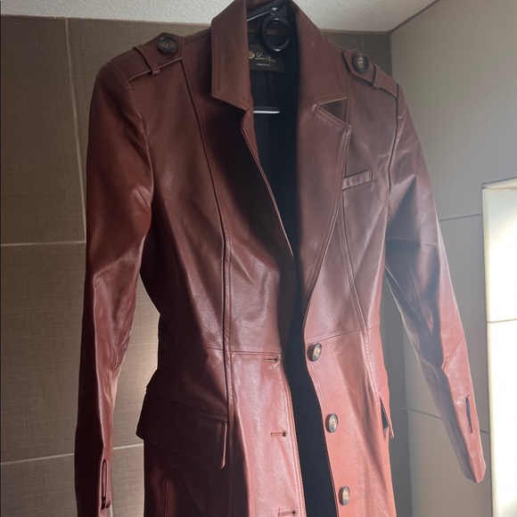 Elegant brown Sheepskin leather trench coat - Picture 3 of 6